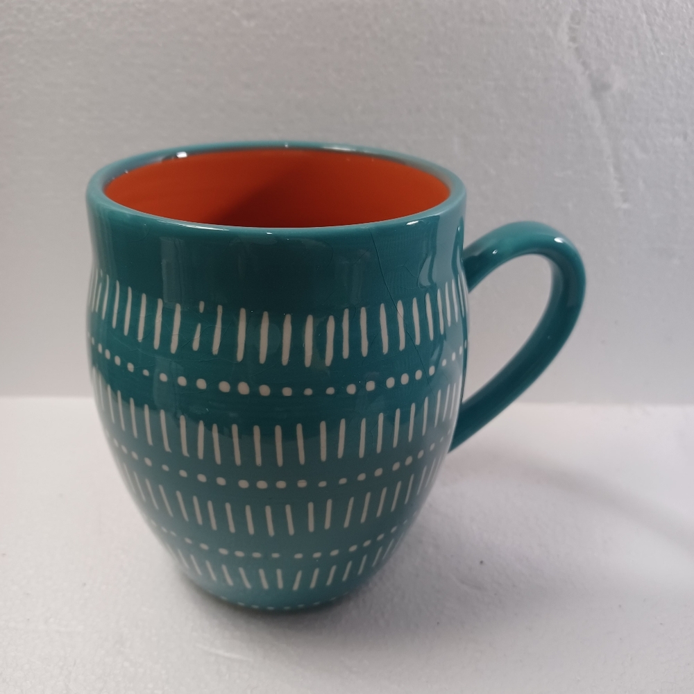 Baum Brothers Tangier Turquoise Stoneware 4½" Orange replacement 16oz.  Measurem